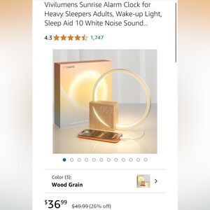 Brand new VIVILUMENS Sunrise Alarm Clock with White Noise